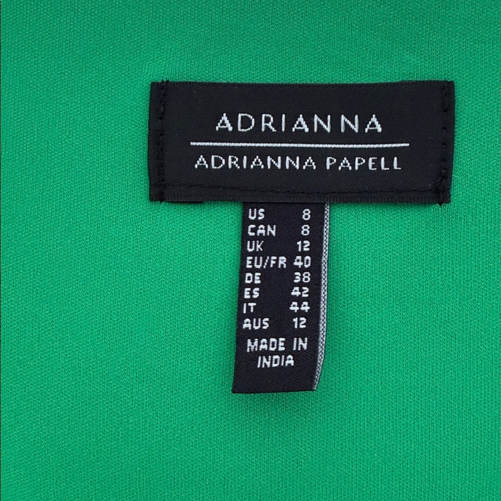 Adrianna Papell Women Green Short Puff Sleeve Tiered Dress Sz 8 - Picture 4 of 4
